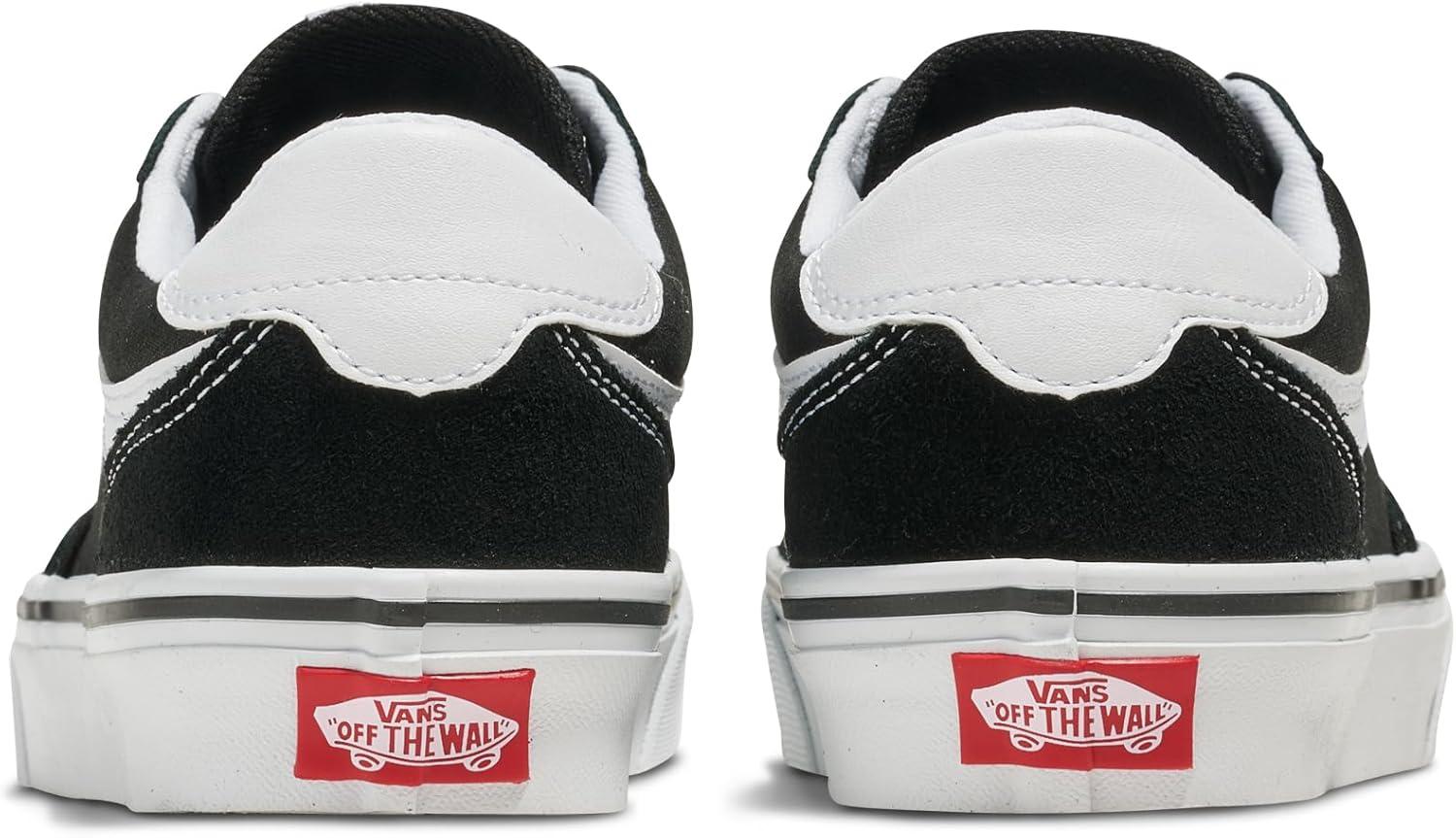 imageVans Big Kids Brooklyn LS Shoe Casual LowTop Sneakers for Boys amp Girls SuedeCanvas BlackWhite 35