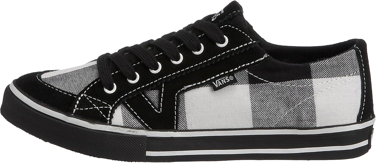 imageVans UnisexAdult Classic Slip onBuff Plaid Black White