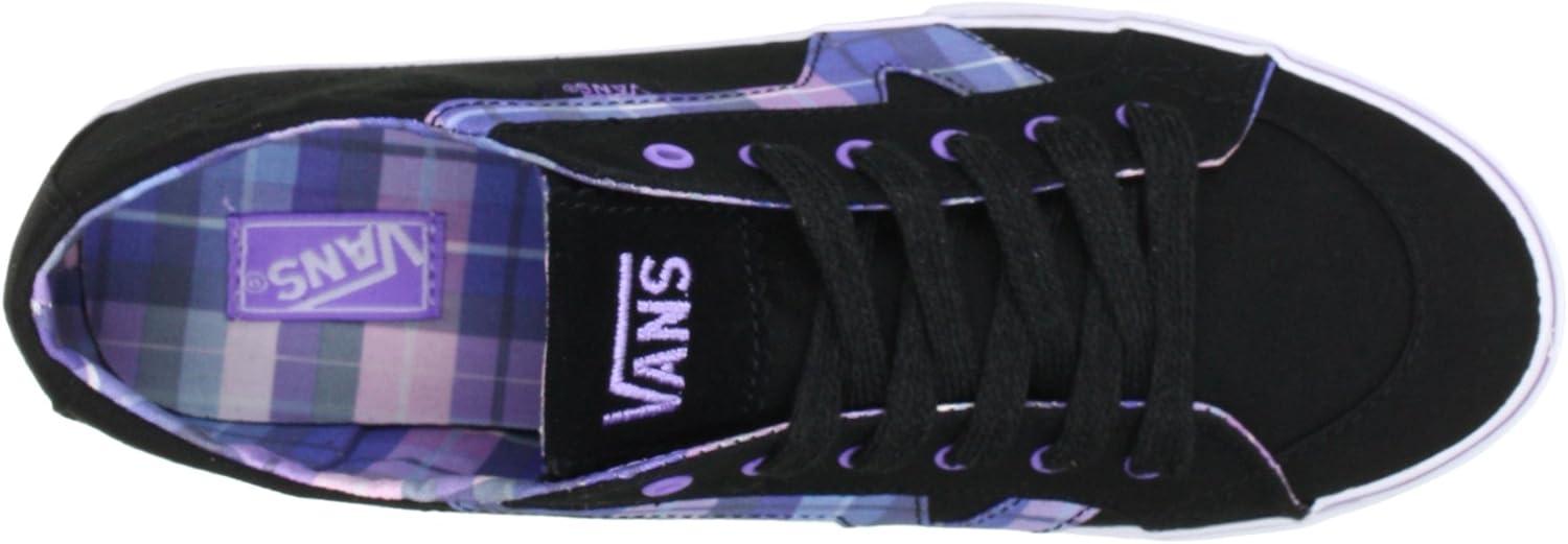 imageVans UnisexAdult Classic Slip onNoir Plaid Black Lilac