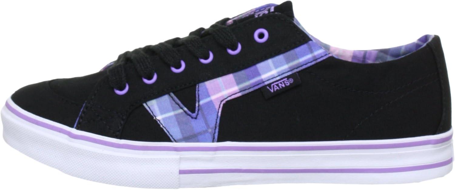 imageVans UnisexAdult Classic Slip onNoir Plaid Black Lilac