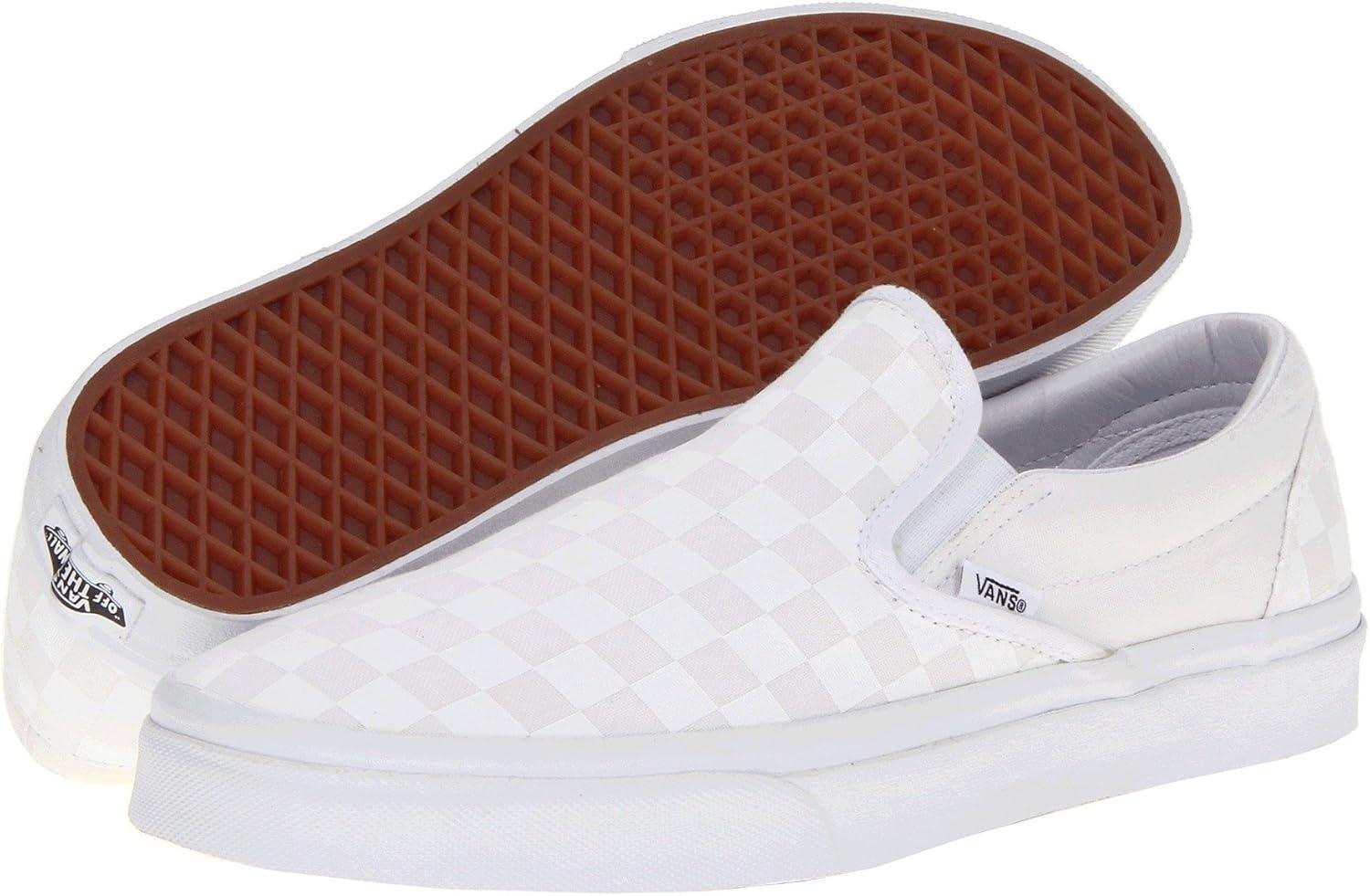 imageVans UnisexAdult Classic Slip onWhite Checkerboard