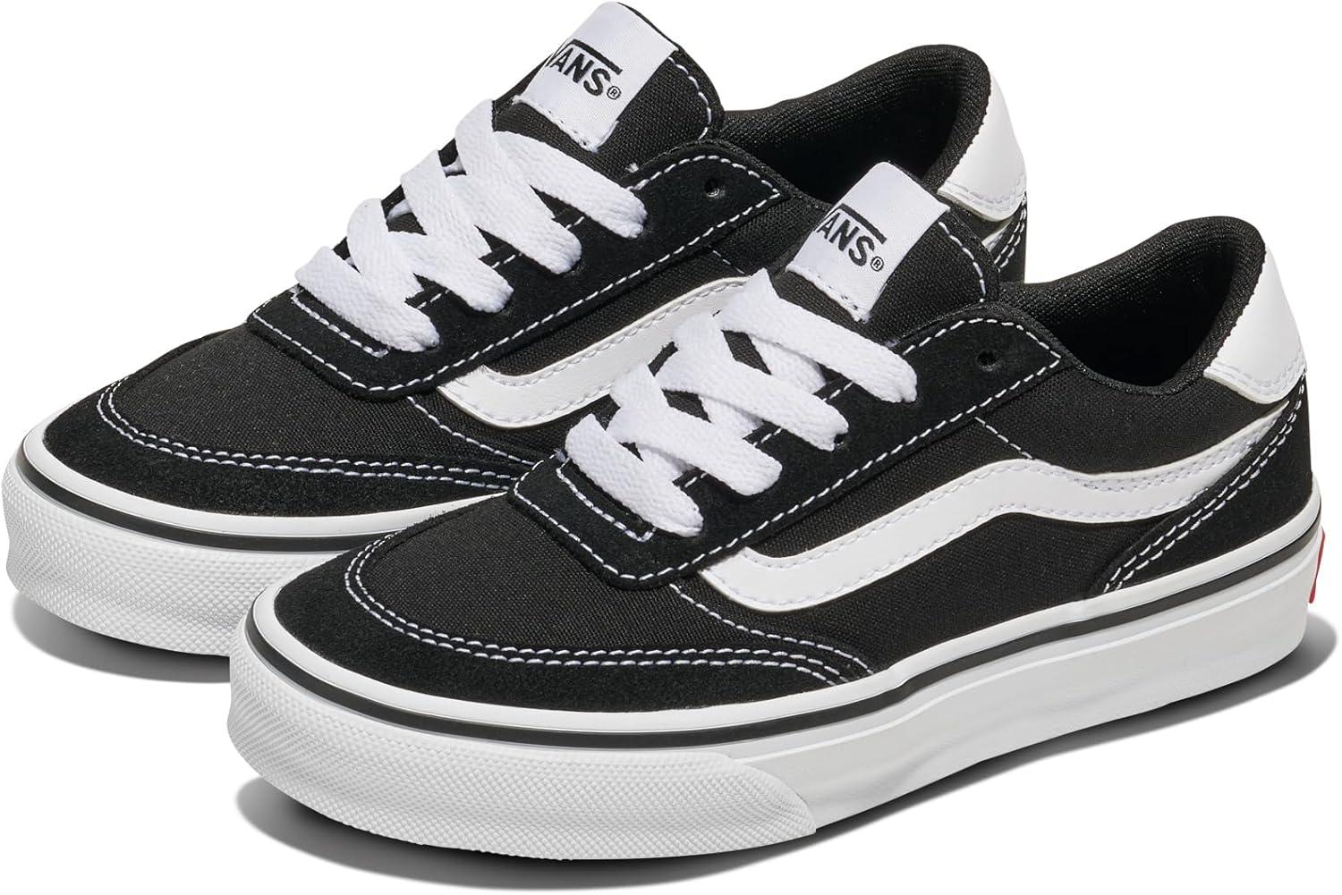 imageVans UnisexChild Brooklyn Ls Low Top ShoeSuedeCanvas BlackWhite