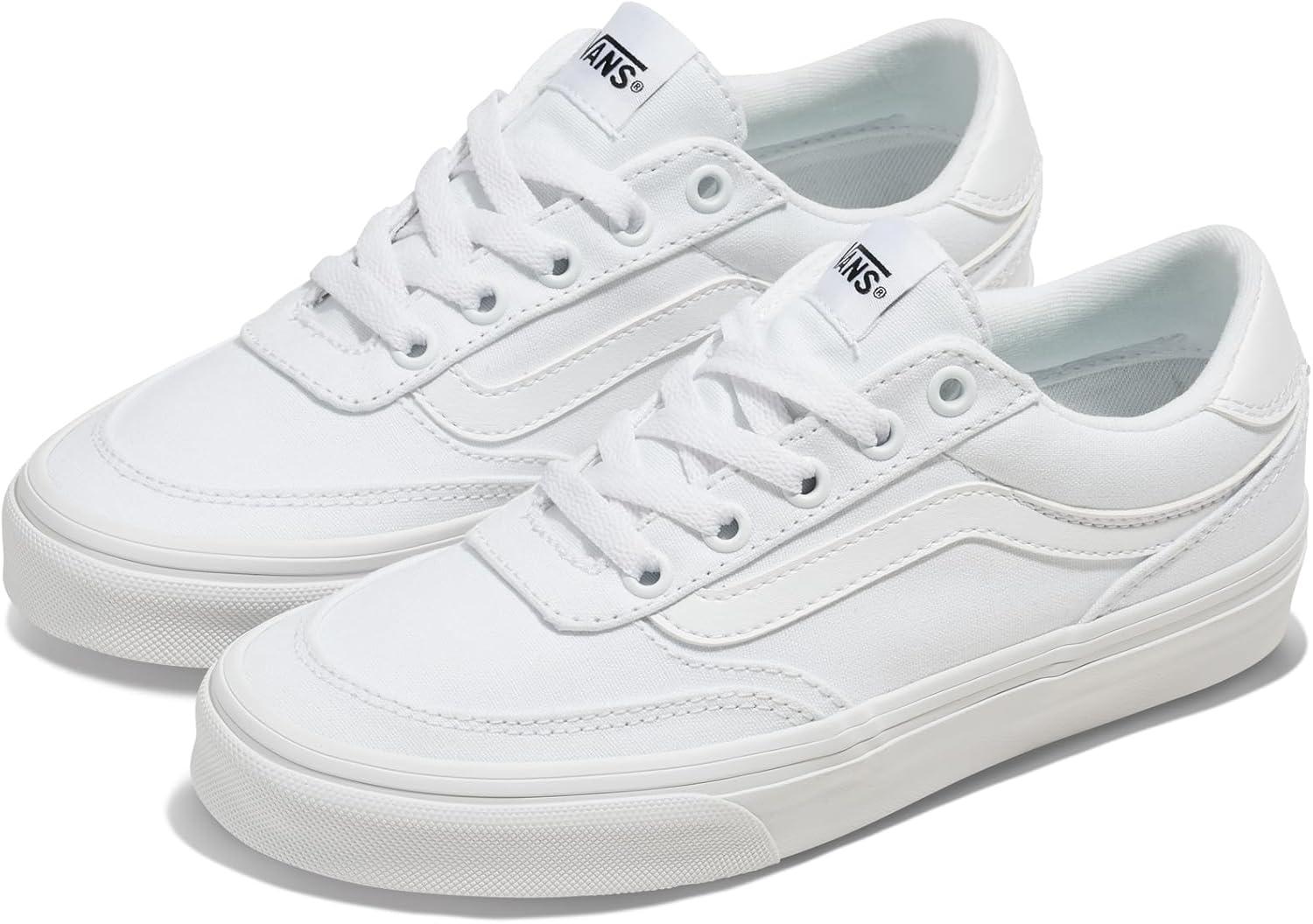 imageVans UnisexChild Brooklyn Ls Low Top ShoeSuedeCanvas WhiteWhite