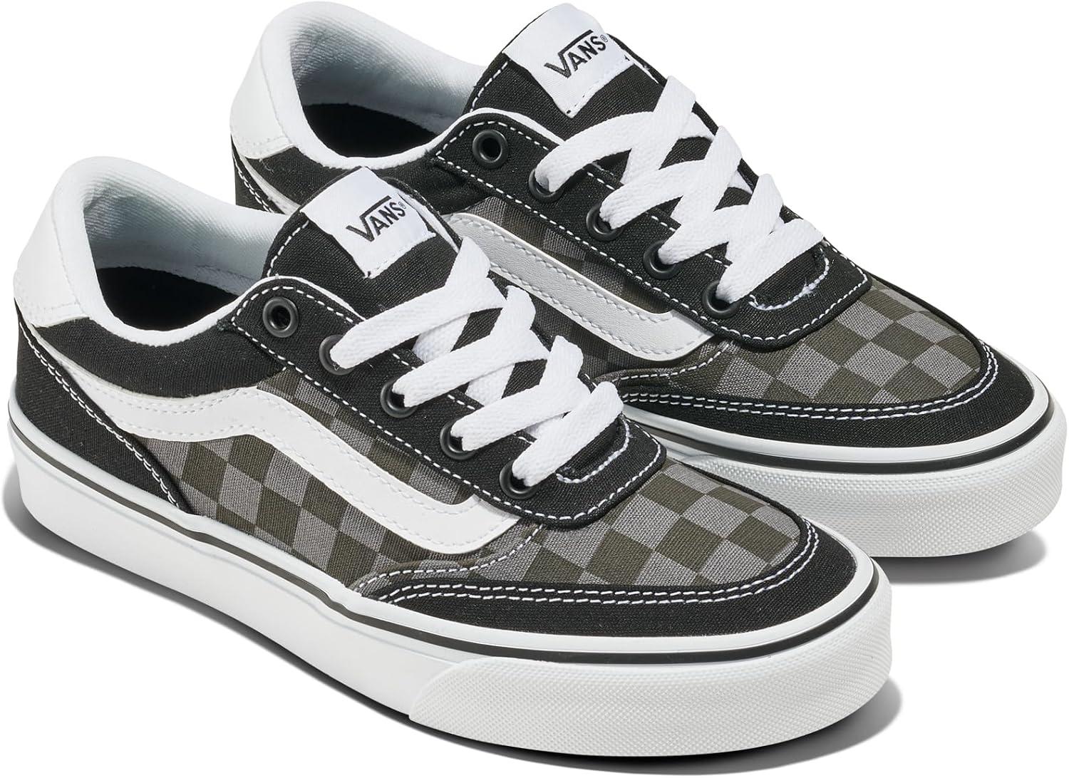 imageVans UnisexChild Brooklyn Ls Low Top ShoeTonal Check Faded Black
