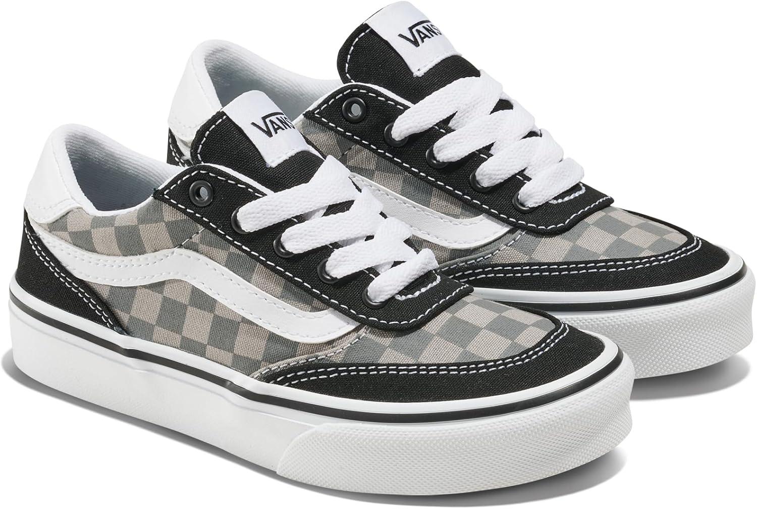 imageVans UnisexChild Brooklyn Ls Low Top ShoeTonal Check Pewter