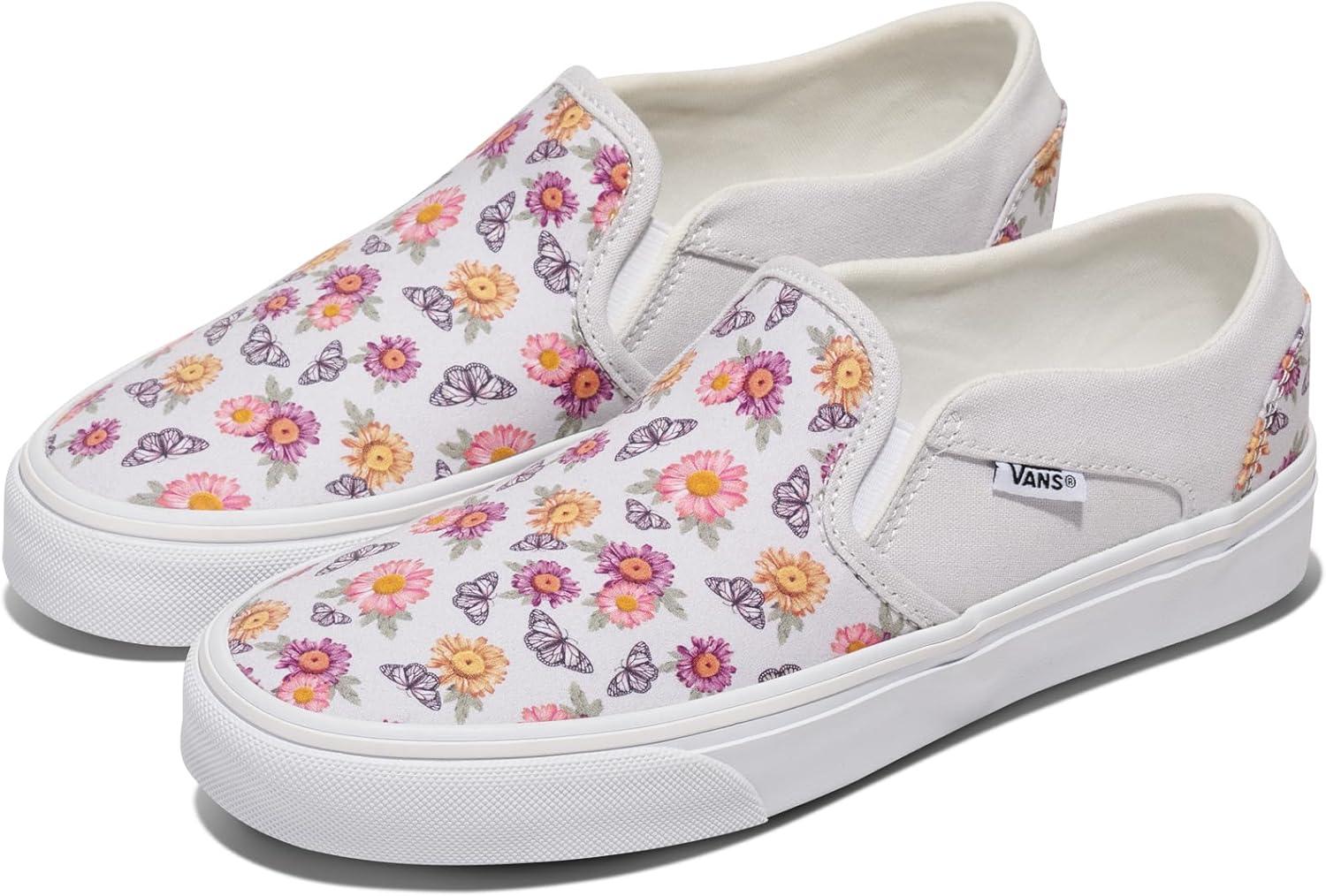 imageVans Womens Asher Adult Low Top SneakersButterfly Floral Blanc De Blanc