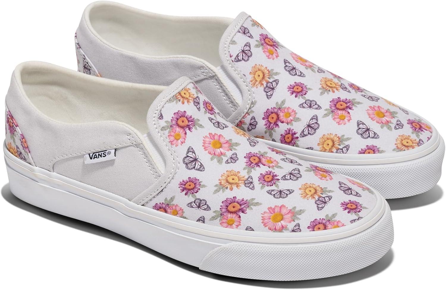 imageVans Womens Asher Adult Low Top SneakersButterfly Floral Blanc De Blanc