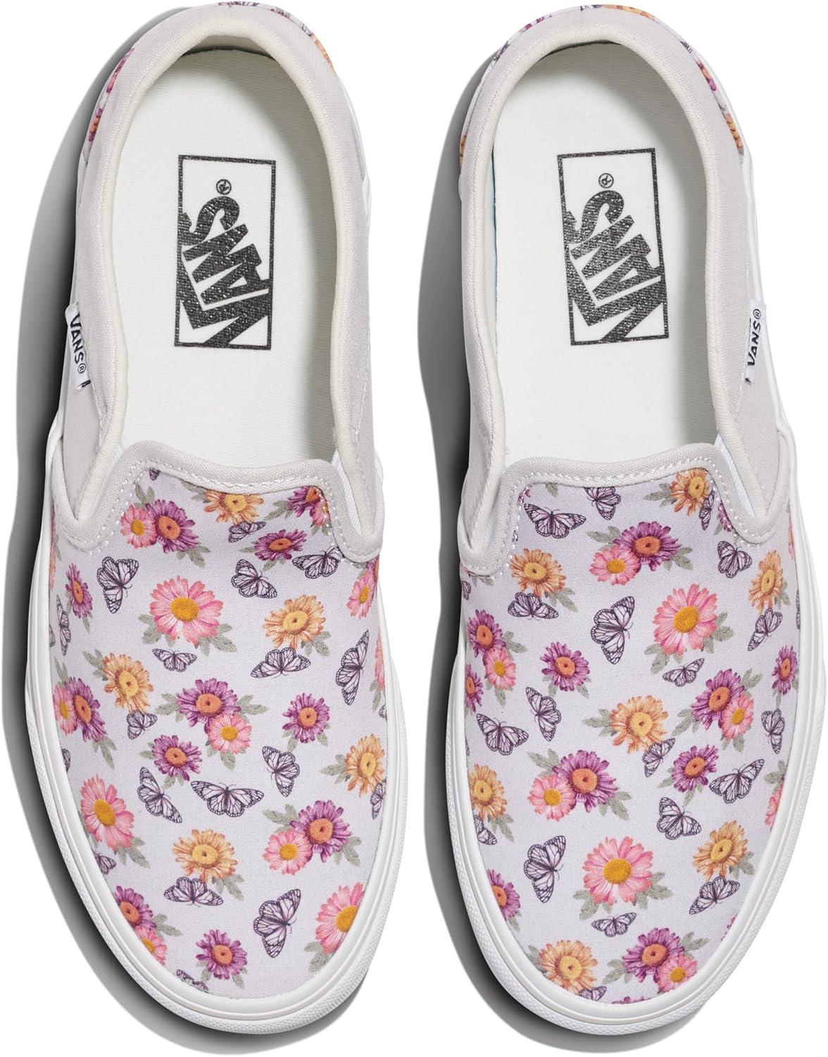 imageVans Womens Asher Adult Low Top SneakersButterfly Floral Blanc De Blanc
