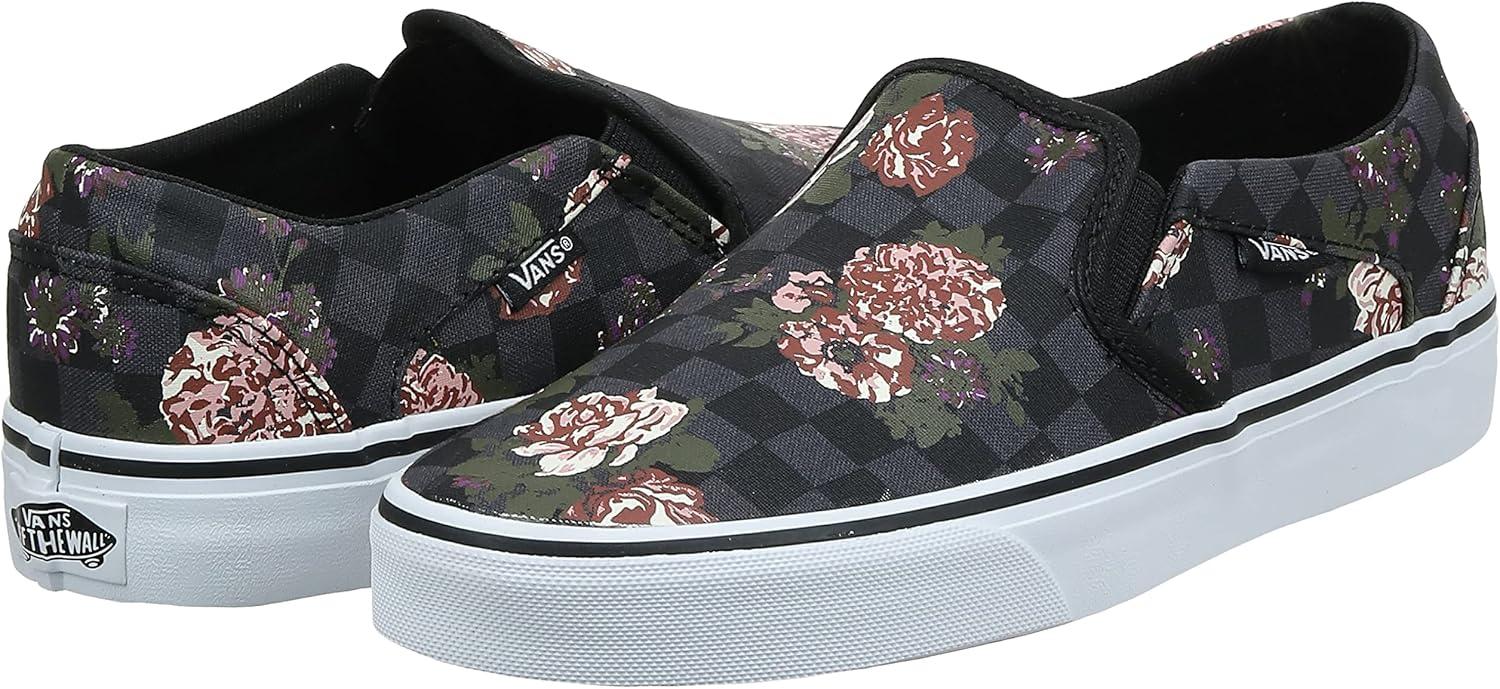 imageVans Womens Asher Adult Low Top SneakersFlowers Checks Black