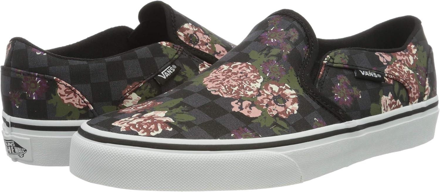 imageVans Womens Asher Adult Low Top SneakersFlowers Checks Black