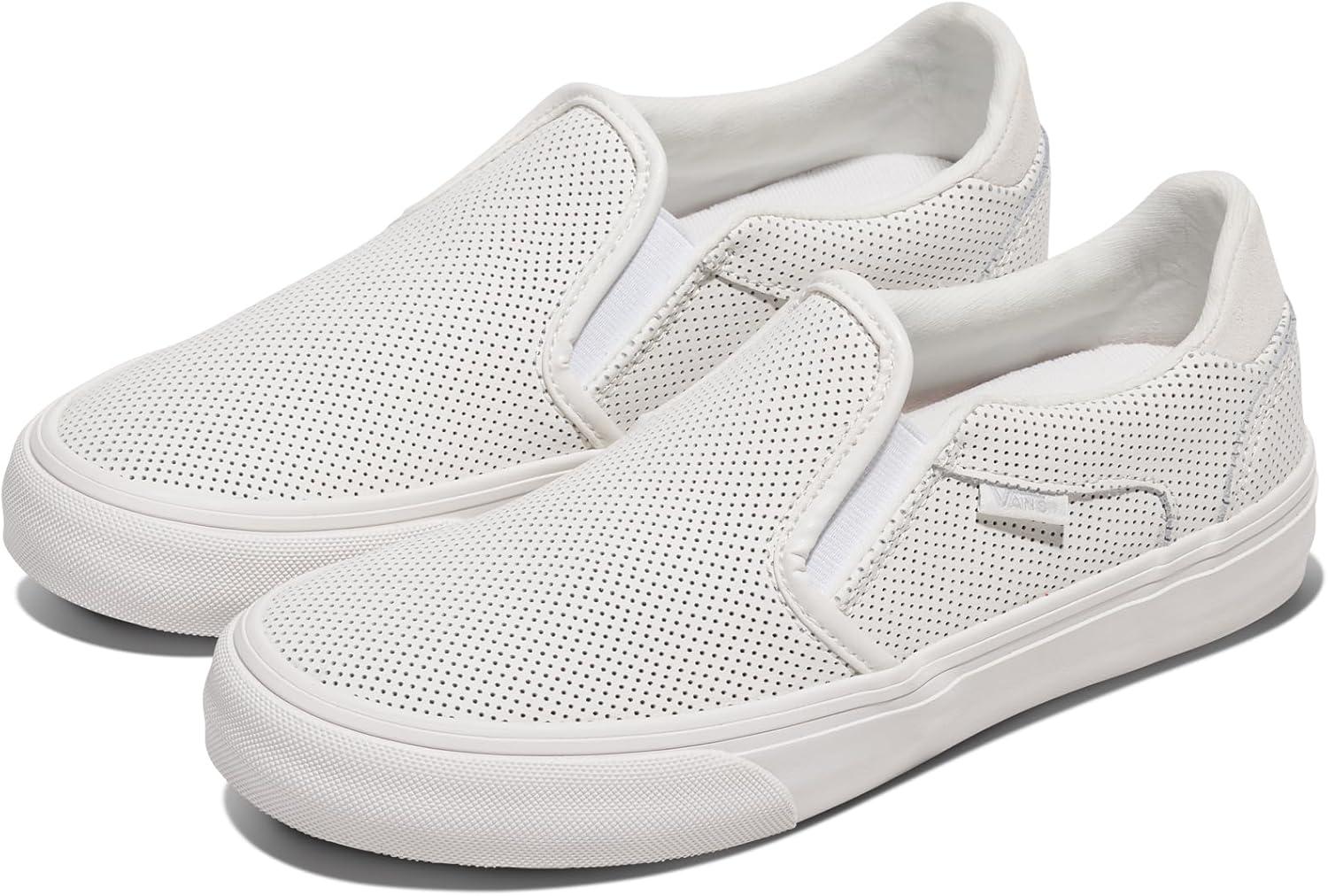imageVans Womens Asher Deluxe Slipon ShoeMono Perf Blanc De Blanc