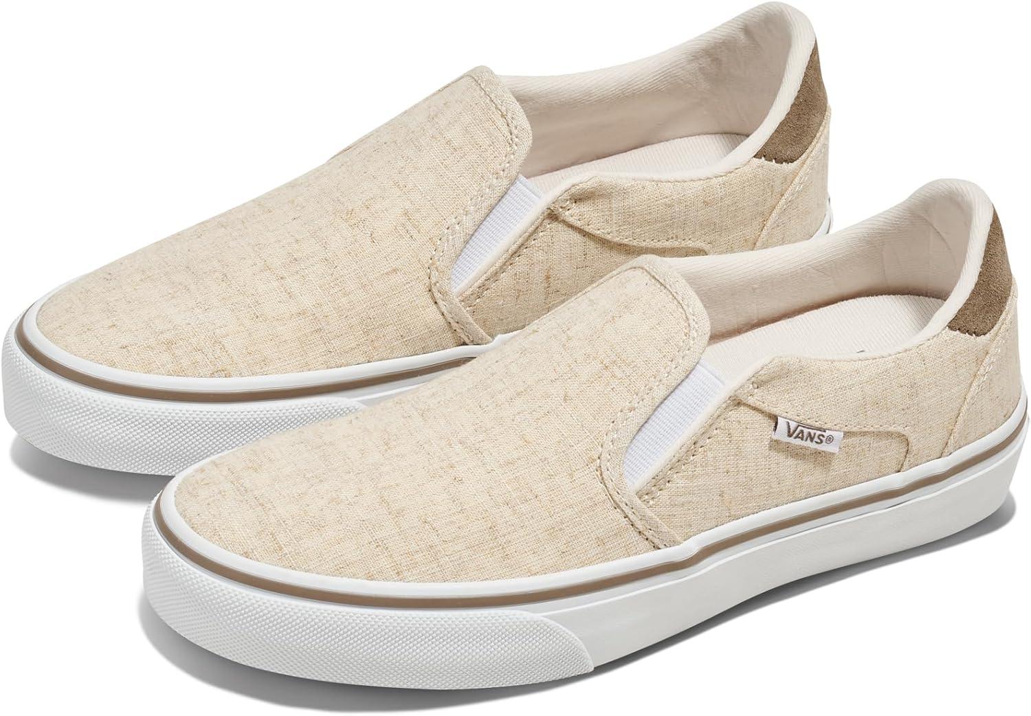 imageVans Womens Asher Deluxe Slipon ShoeNatural Linen Classic Cream