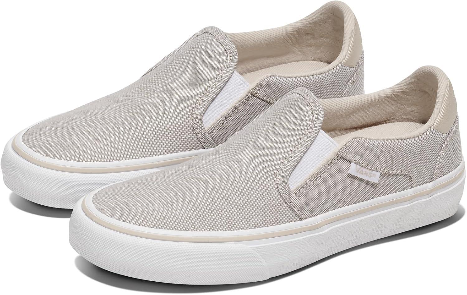 imageVans Womens Asher Deluxe Slipon ShoeSummer Canvas Taupe