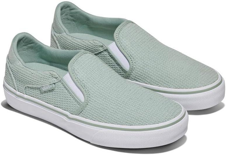 imageVans Womens Asher Deluxe Slipon ShoeWaffle Knit Gray Olive