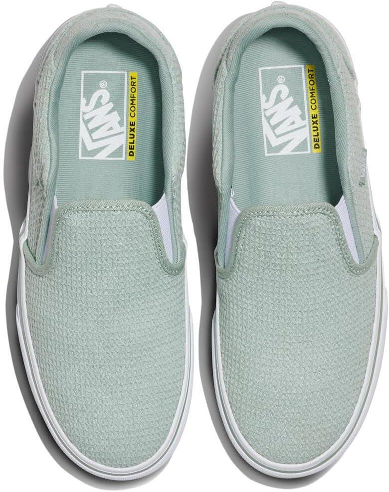 imageVans Womens Asher Deluxe Slipon ShoeWaffle Knit Gray Olive