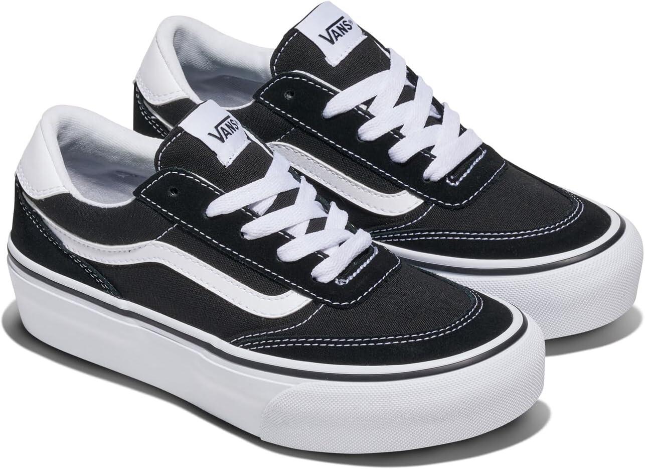 imageVans Womens Brooklyn Ls Platform ShoeSuedeCanvas BlackWhite