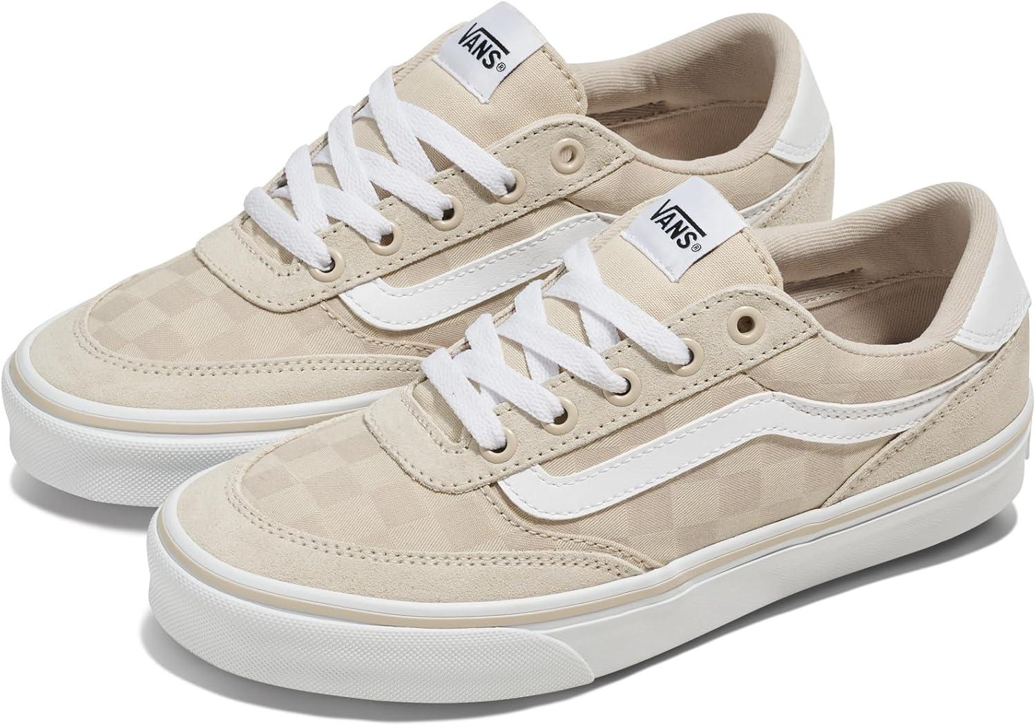 imageVans Womens Brooklyn Ls Shoe Lowtop Sneakers for Everyday Wear Walking Work amp FashionCheck Textile Oatmeal