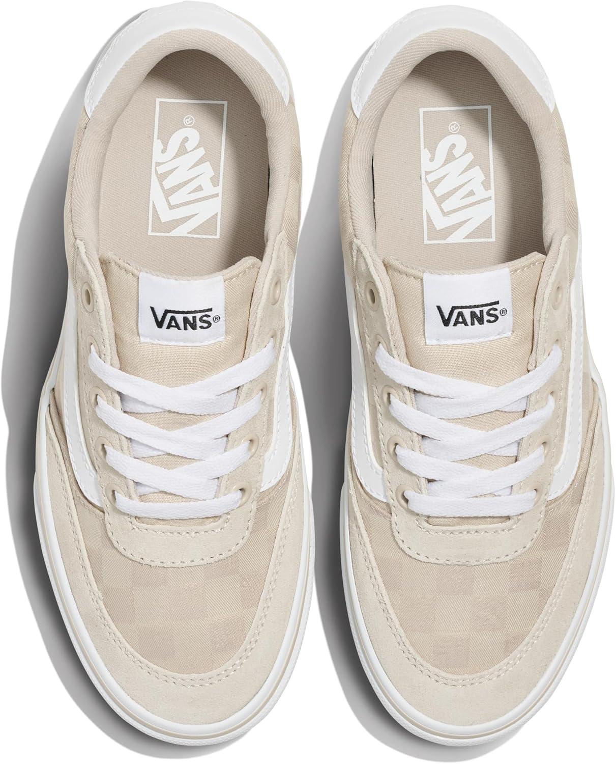 imageVans Womens Brooklyn Ls Shoe Lowtop Sneakers for Everyday Wear Walking Work amp FashionCheck Textile Oatmeal