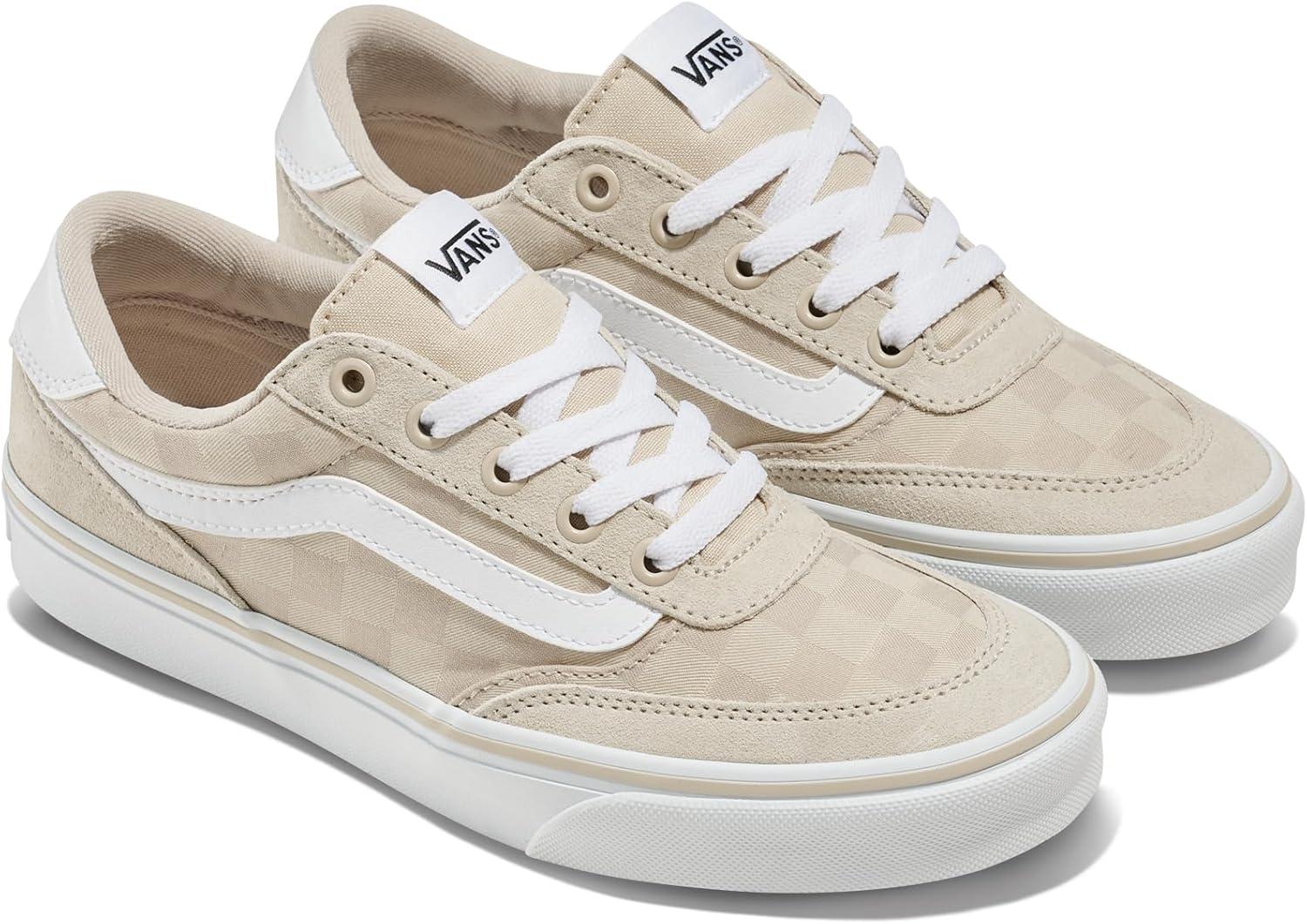 imageVans Womens Brooklyn Ls Shoe Lowtop Sneakers for Everyday Wear Walking Work amp FashionCheck Textile Oatmeal