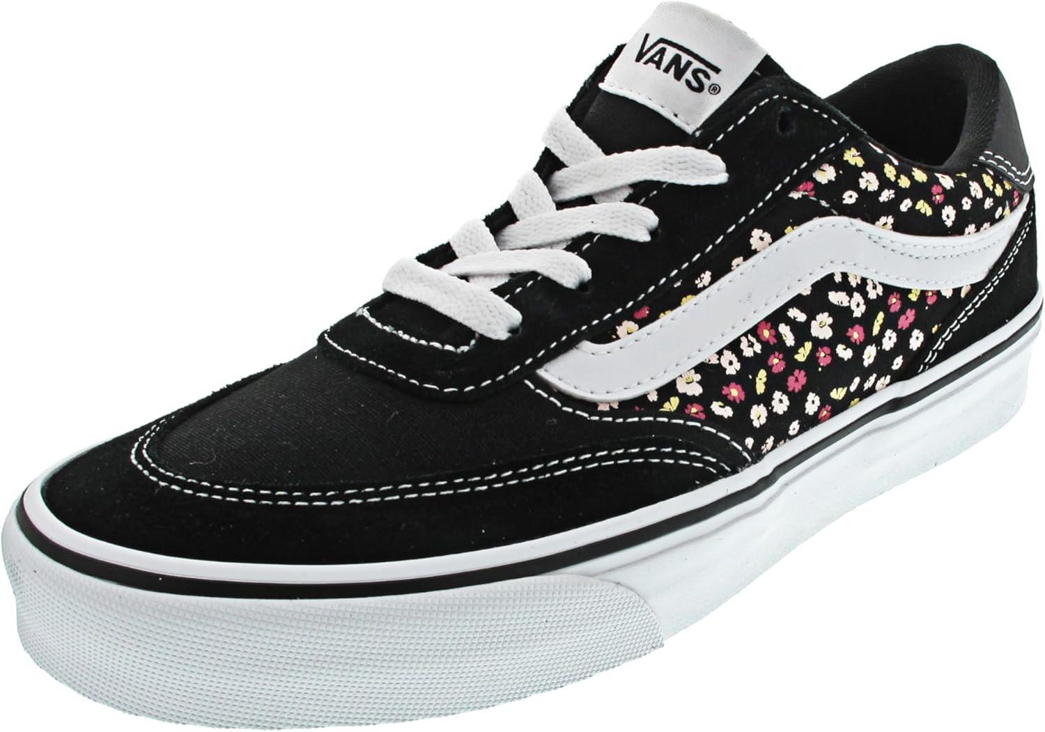 imageVans Womens Brooklyn Ls Shoe Lowtop Sneakers for Everyday Wear Walking Work amp FashionSuede Canvas Black Floral Pattern
