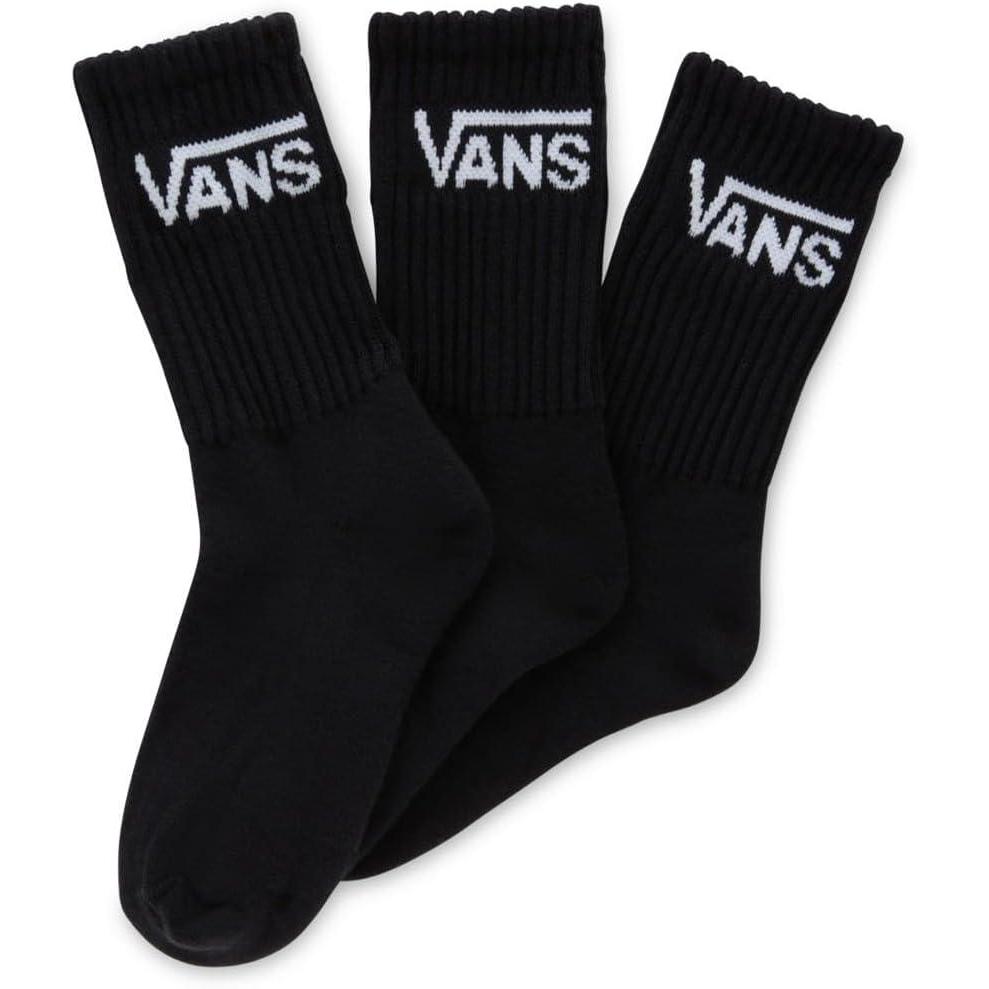 imageVans Kids Classic Crew Socks 3Pack  Unisex Everyday Socks for Boys amp Girls Soft amp Stretchy Fabric Great for HighTop Shoes Black 10135