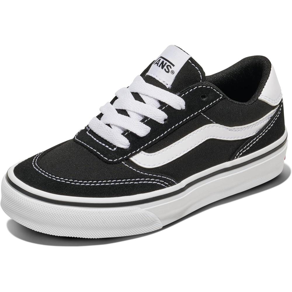 imageVans UnisexChild Brooklyn Ls Low Top ShoeSuedeCanvas BlackWhite