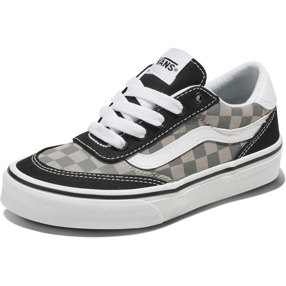 imageVans UnisexChild Brooklyn Ls Low Top ShoeTonal Check Pewter