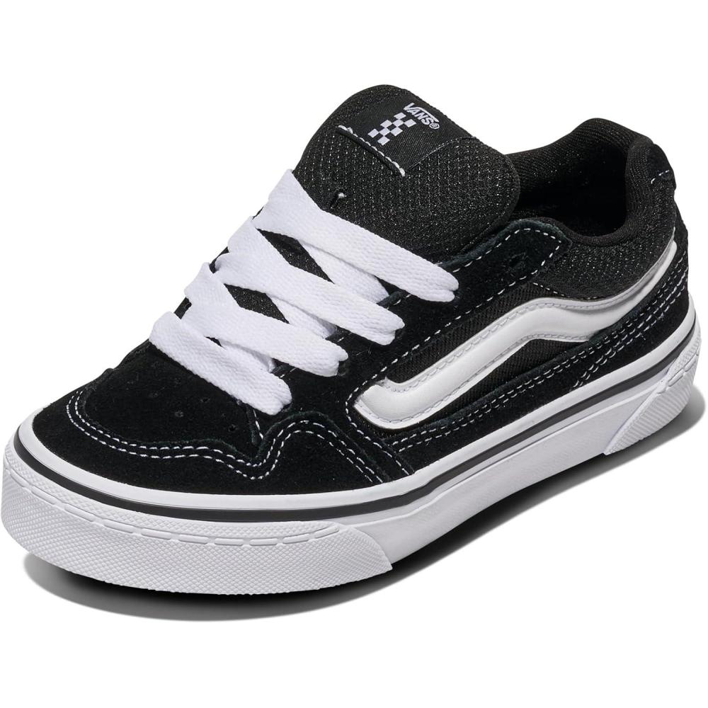 imageVans UnisexChild Caldrone Low Top ShoeSuedeMesh BlackWhite