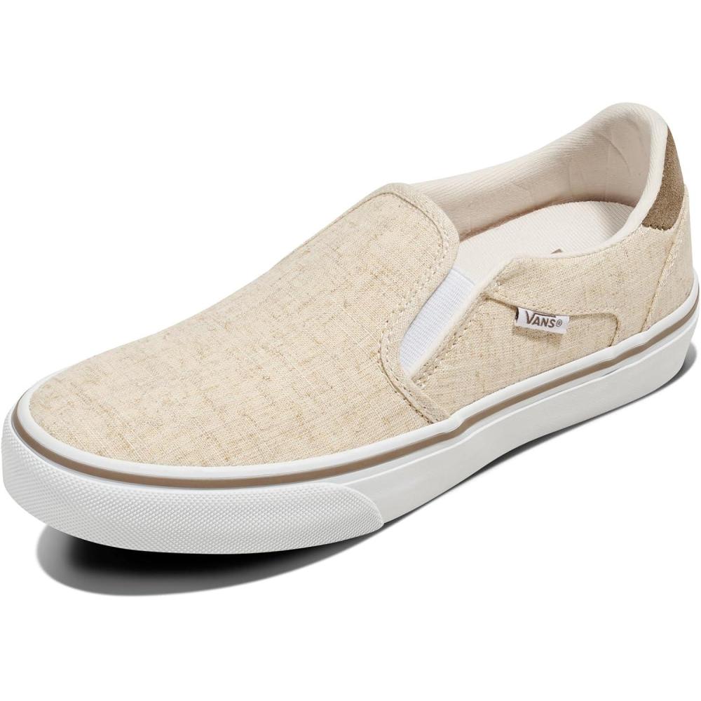 imageVans Womens Asher Deluxe Slipon ShoeNatural Linen Classic Cream
