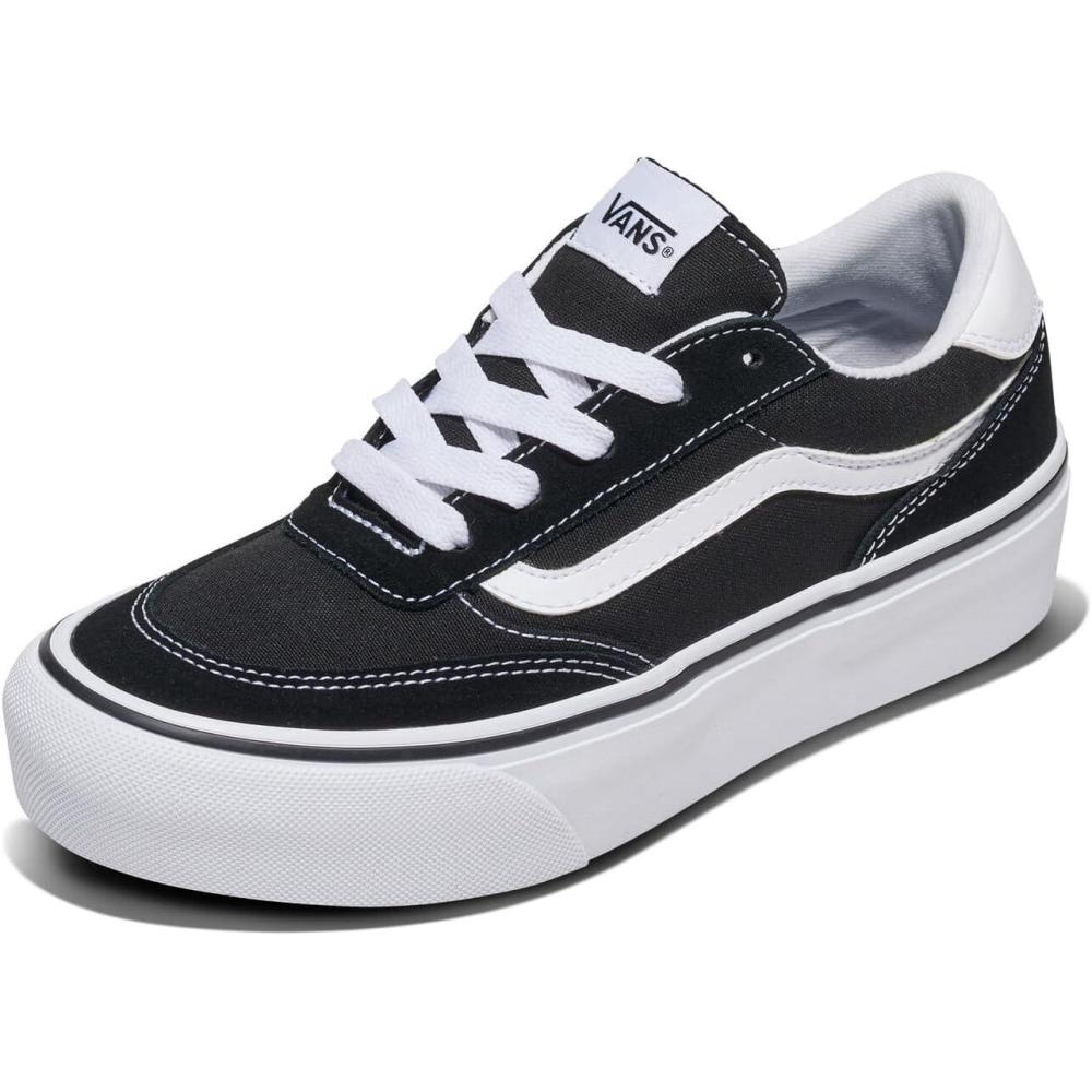 imageVans Womens Brooklyn Ls Platform ShoeSuedeCanvas BlackWhite