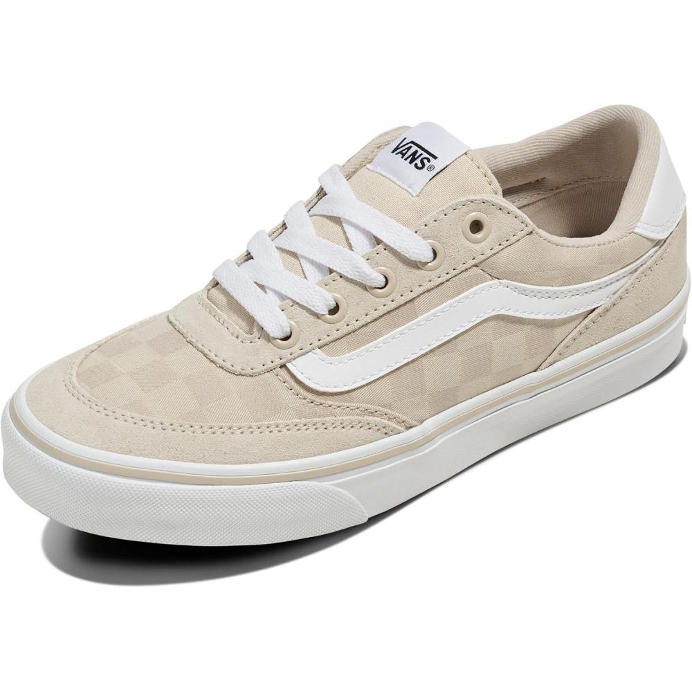 imageVans Womens Brooklyn Ls Shoe Lowtop Sneakers for Everyday Wear Walking Work amp FashionCheck Textile Oatmeal