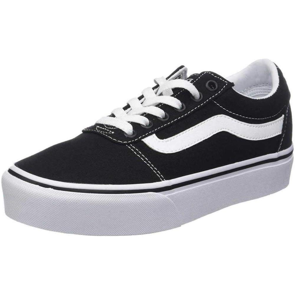 imageVans Womens Classic Slip On Platform SneakersCanvas Black White