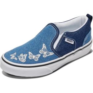 Vans Girls’ Asher Slip-on Shoe(Butterflies Blue)
