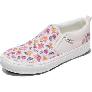 Vans Girls’ Asher Slip-on Shoe(Butterfly Floral Blanc De Blanc)