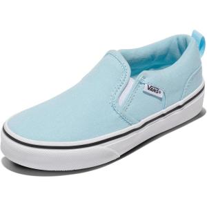 Vans Girls’ Asher Slip-on Shoe(Canvas Crystal Blue)