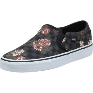 Vans Women’s Asher Adult Low Top Sneakers(Flowers Checks Black)