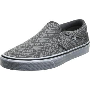 Vans Women’s Classic Slip On Platform Sneakers(Otw Logo Pewter White)