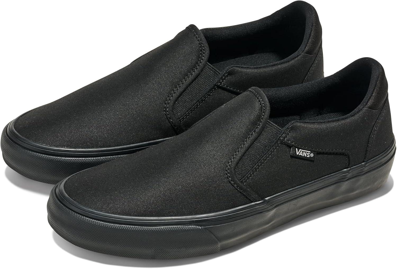 imageVans Mens Asher Deluxe Slipon Shoe Comfortable Sneakers for Fashion Walking amp Everyday WearTextile BlackBlack