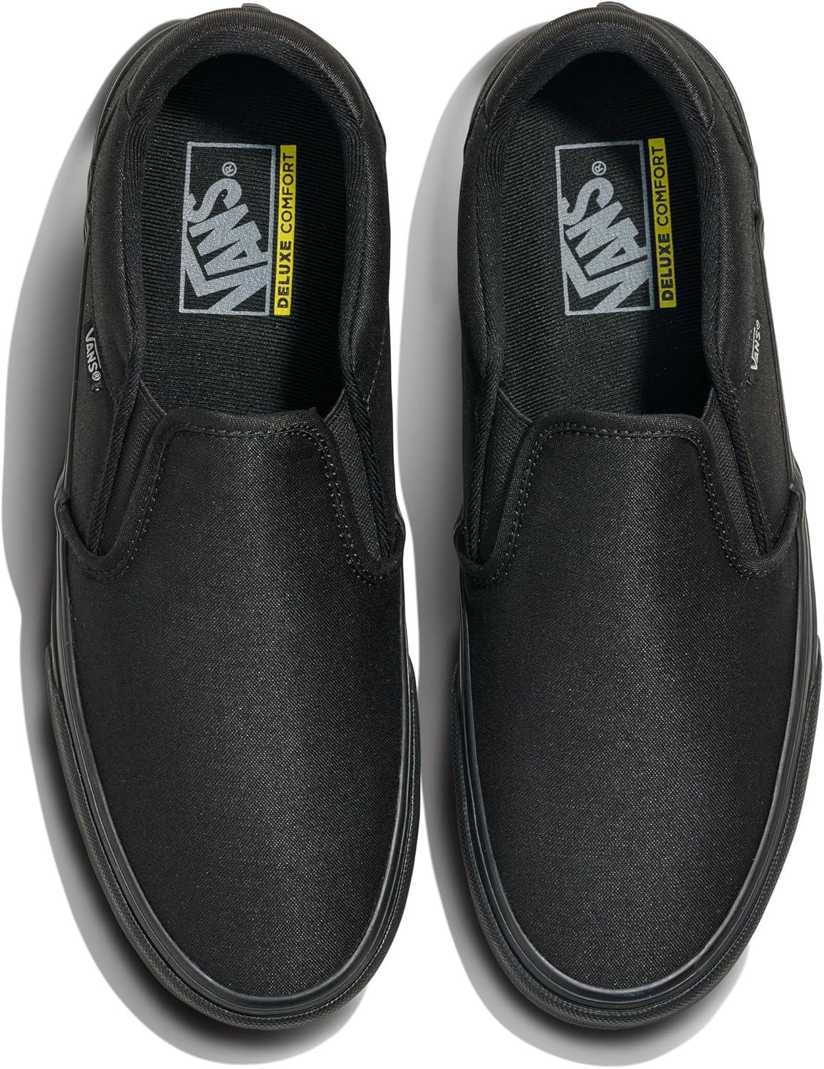imageVans Mens Asher Deluxe Slipon Shoe Comfortable Sneakers for Fashion Walking amp Everyday WearTextile BlackBlack