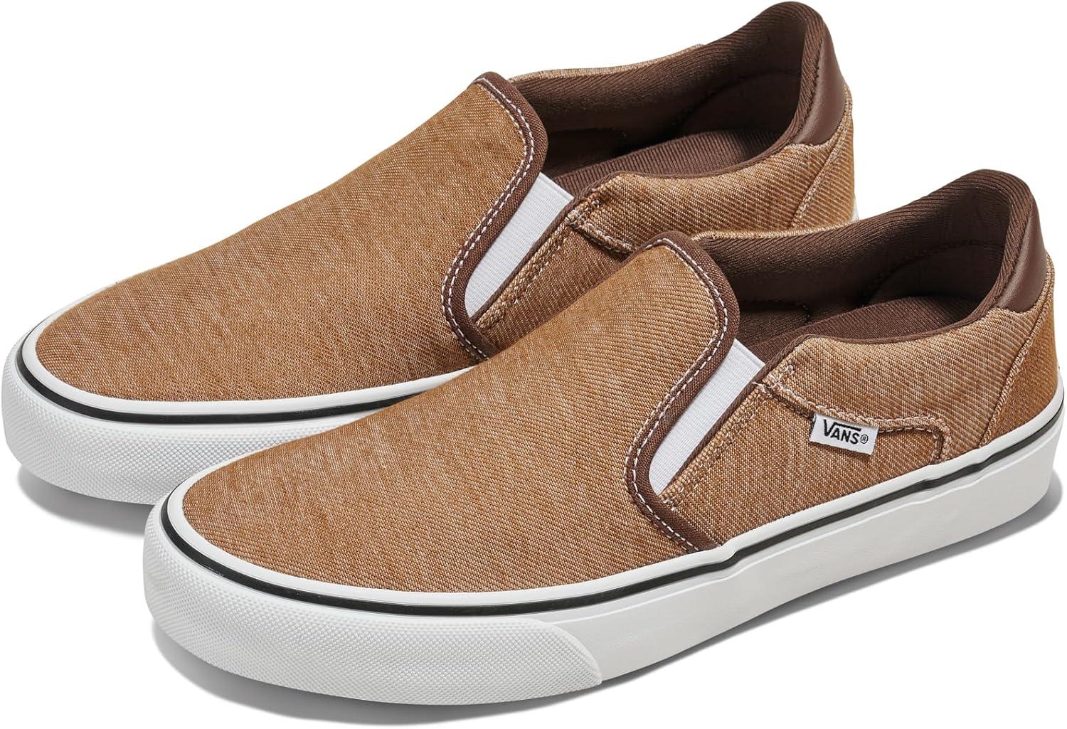 imageVans Mens Asher Deluxe Slipon Shoe Comfortable Sneakers for Fashion Walking amp Everyday WearWashed Chipmunk