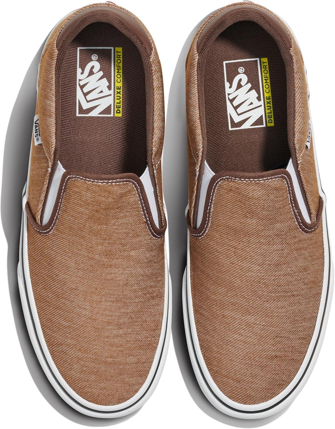 imageVans Mens Asher Deluxe Slipon Shoe Comfortable Sneakers for Fashion Walking amp Everyday WearWashed Chipmunk