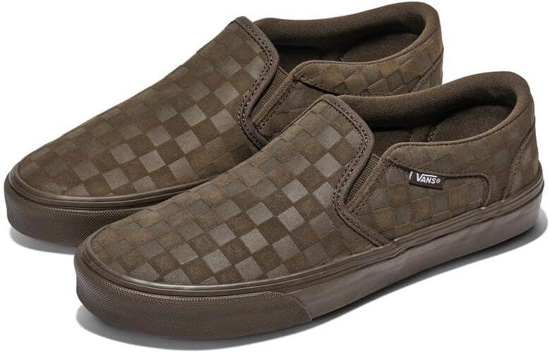 imageVans Mens Asher SlipOn ShoeEmbossed Suede Coal Brown