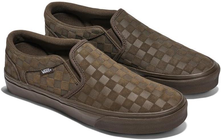 imageVans Mens Asher SlipOn ShoeEmbossed Suede Coal Brown