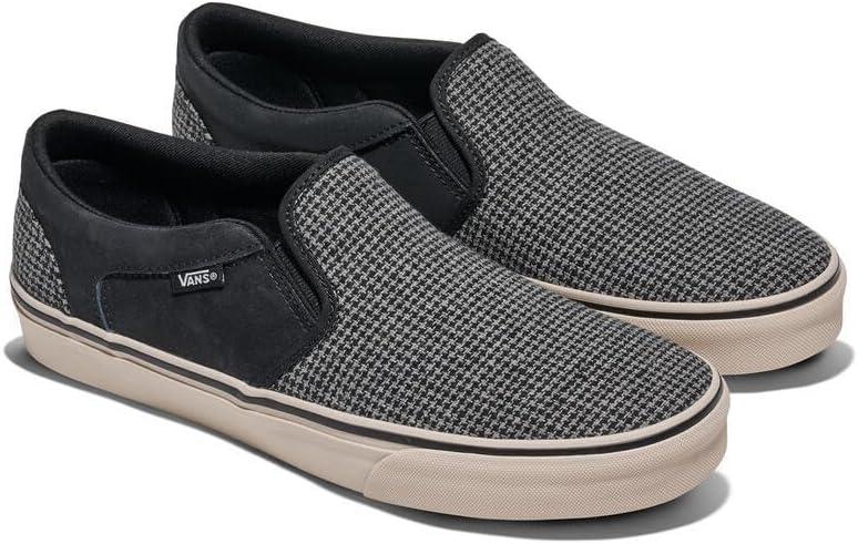 imageVans Mens Asher SlipOn ShoeHoundstooth BlackTaupe