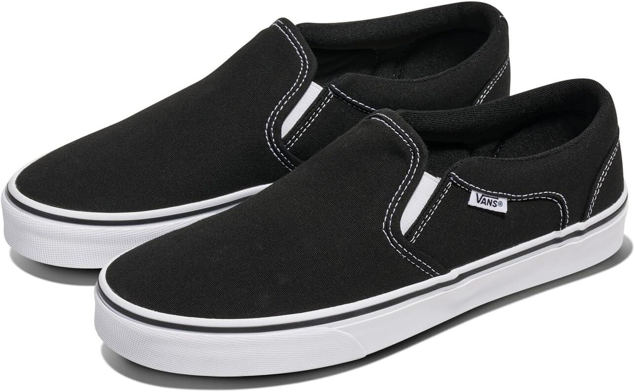 imageVans Mens Asher Slipon Shoe Casual Sneakers for Walking Fashion amp WorkCanvas BlackWhite