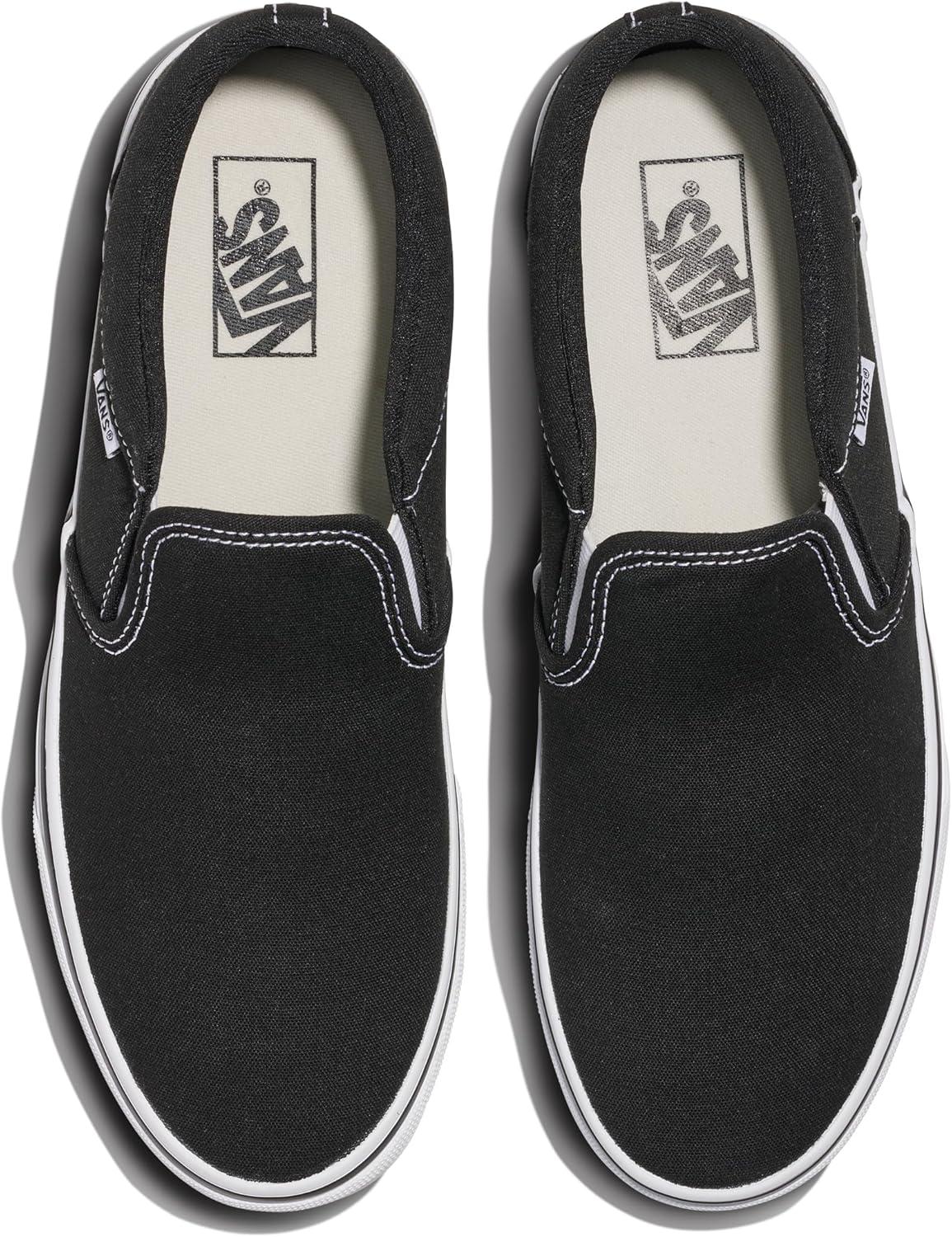 imageVans Mens Asher Slipon Shoe Casual Sneakers for Walking Fashion amp WorkCanvas BlackWhite