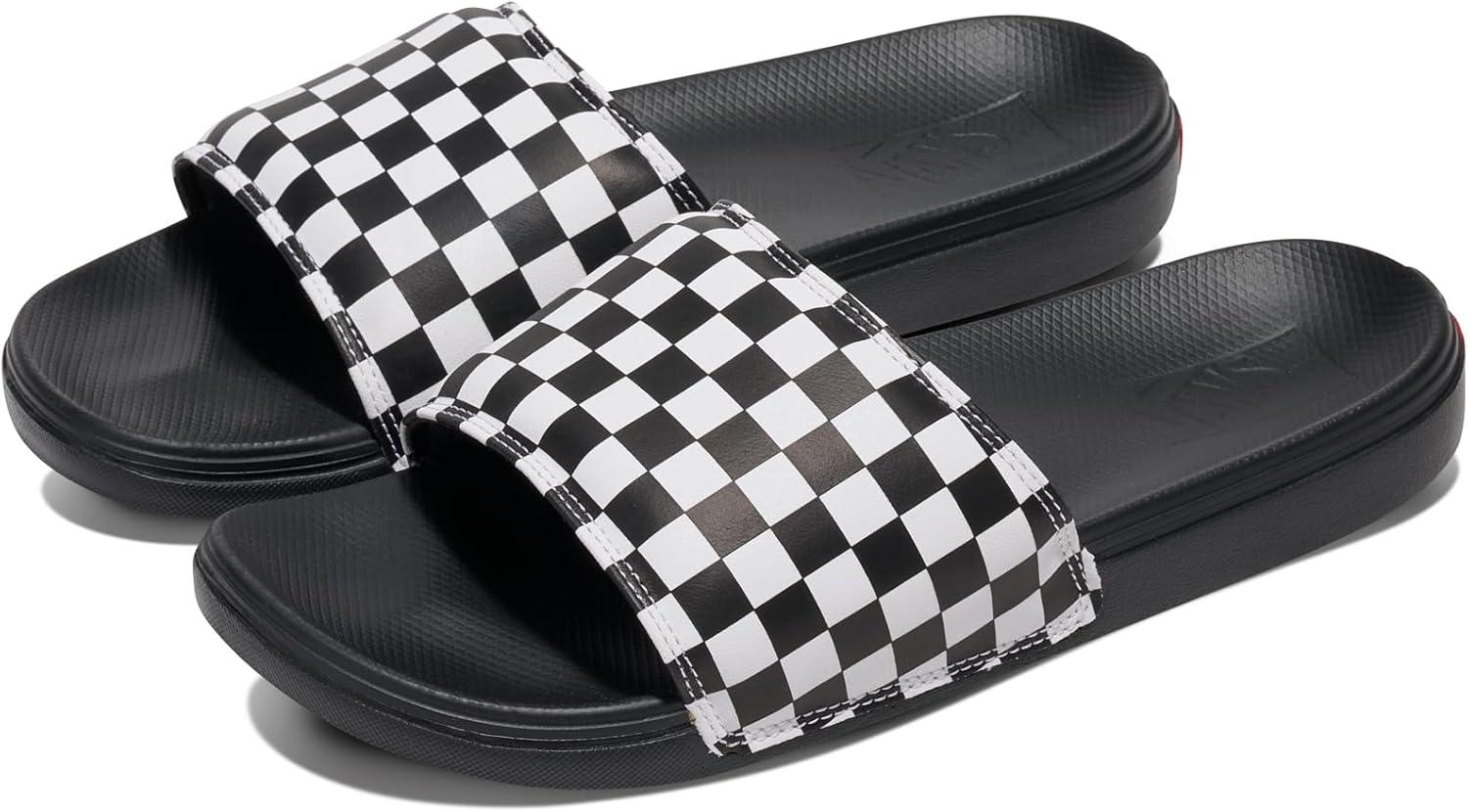 imageVans mens Mte La Costa Slideon SandalCheckerboard WhiteBlack