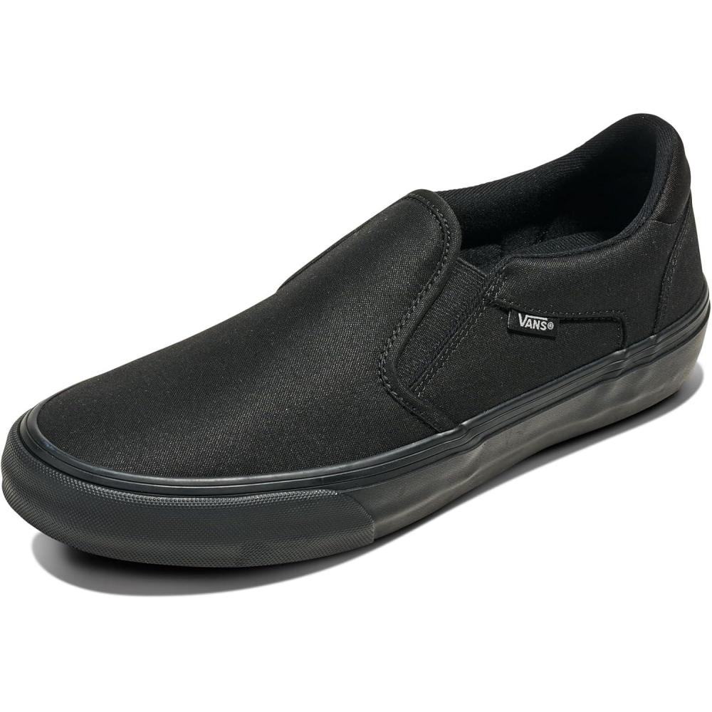 imageVans Mens Asher Deluxe Slipon Shoe Comfortable Sneakers for Fashion Walking amp Everyday WearTextile BlackBlack