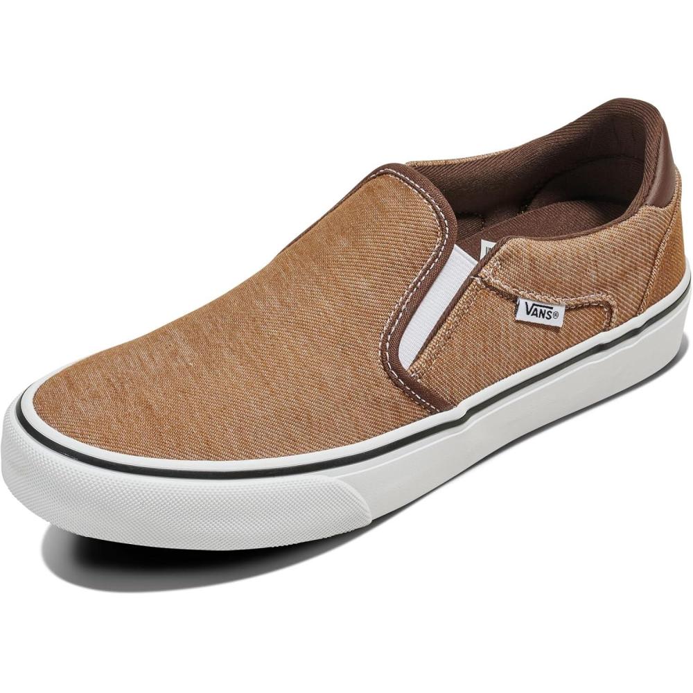 imageVans Mens Asher Deluxe Slipon Shoe Comfortable Sneakers for Fashion Walking amp Everyday WearWashed Chipmunk
