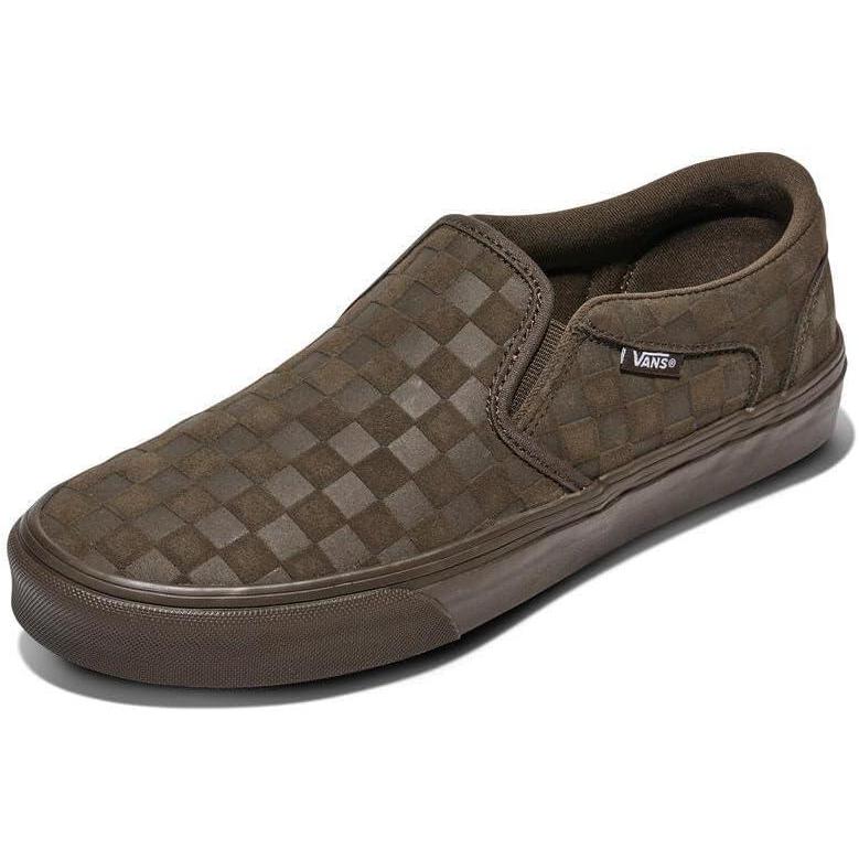 imageVans Mens Asher SlipOn ShoeEmbossed Suede Coal Brown